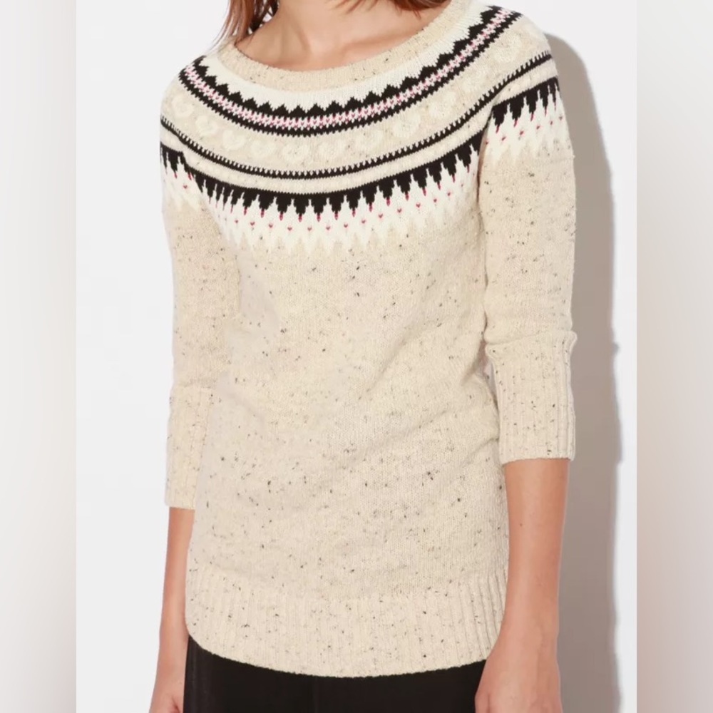 Fair-isle wide neck sweater